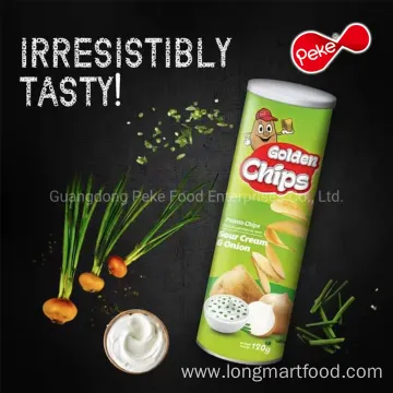 Peke Pringles and Lays Potato Chips in Tube